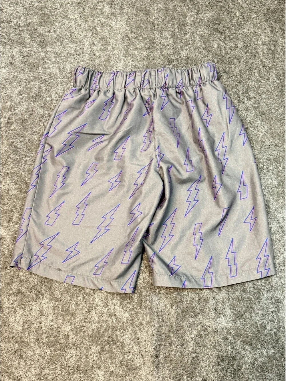 City Streets Boys Lightning Bolt Swim Trunks Gray M 10/12 Husky